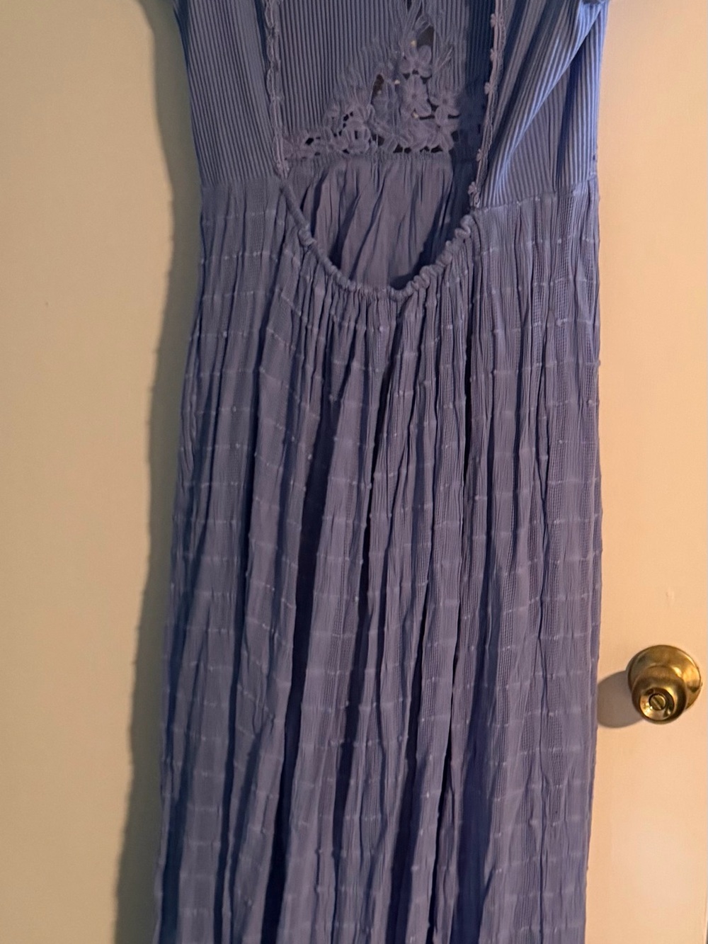 Free People Lavender Blue Maxi Dress with Crochet Waist - Picture 2 of 4